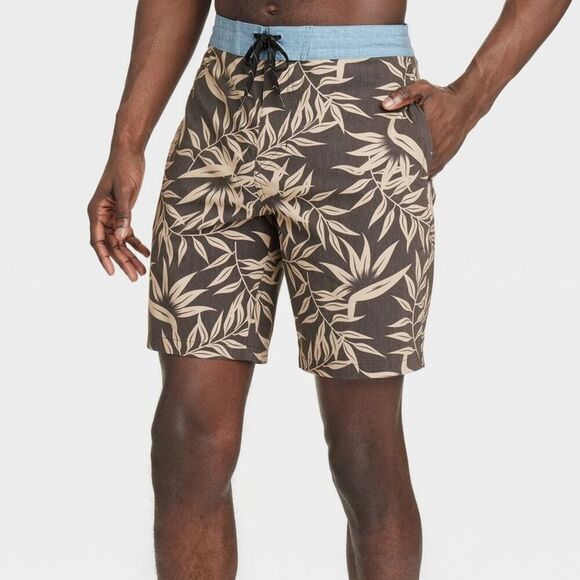 Goodfellow & Co Other - Goodfellow & Co - Men's 8.5" Leaf Print Paradise Bloom Board Shorts Brown